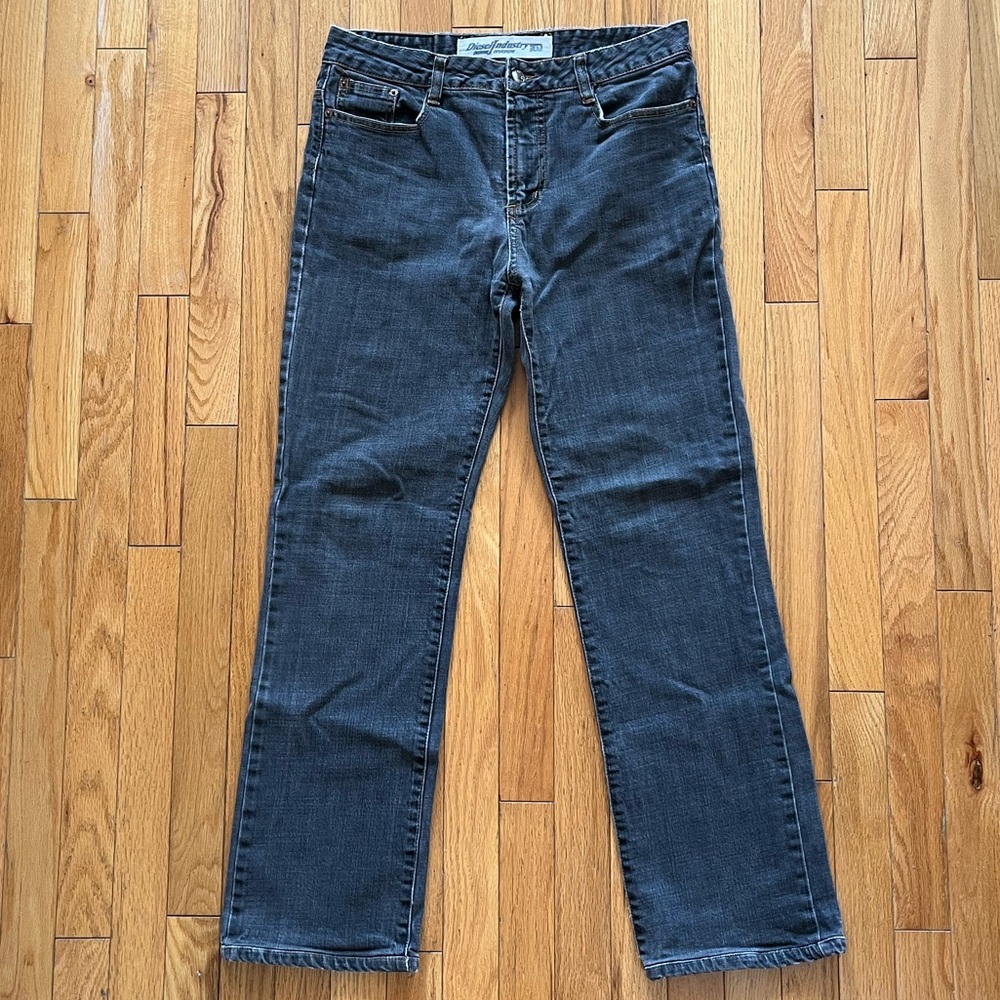 Diesel Industry Straight Leg Jeans Medium Blue Wash 32W 32x30 Y2K Designer Denim